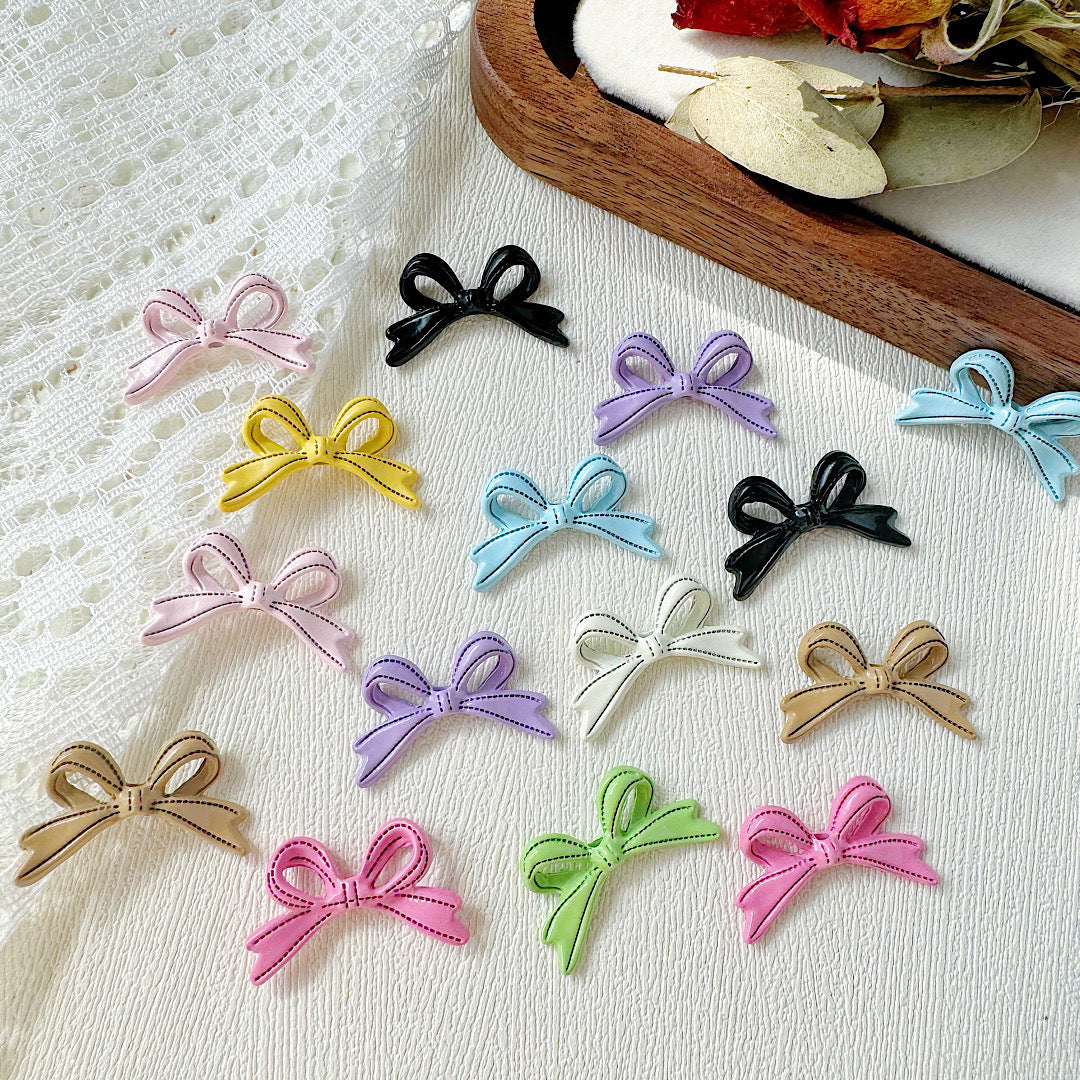 Bow Metal Beads 24mm Painted Lace Pastel Colors 20pcs 2