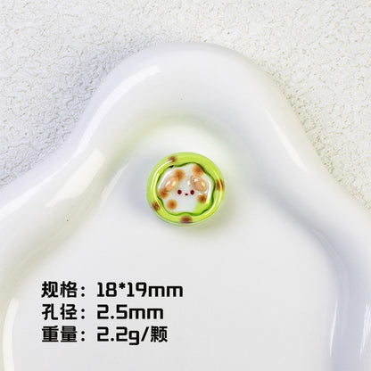 Plating Pochacco Egg Tart Resin Beads 19mm Glossy Pastel Colors 10pcs 9