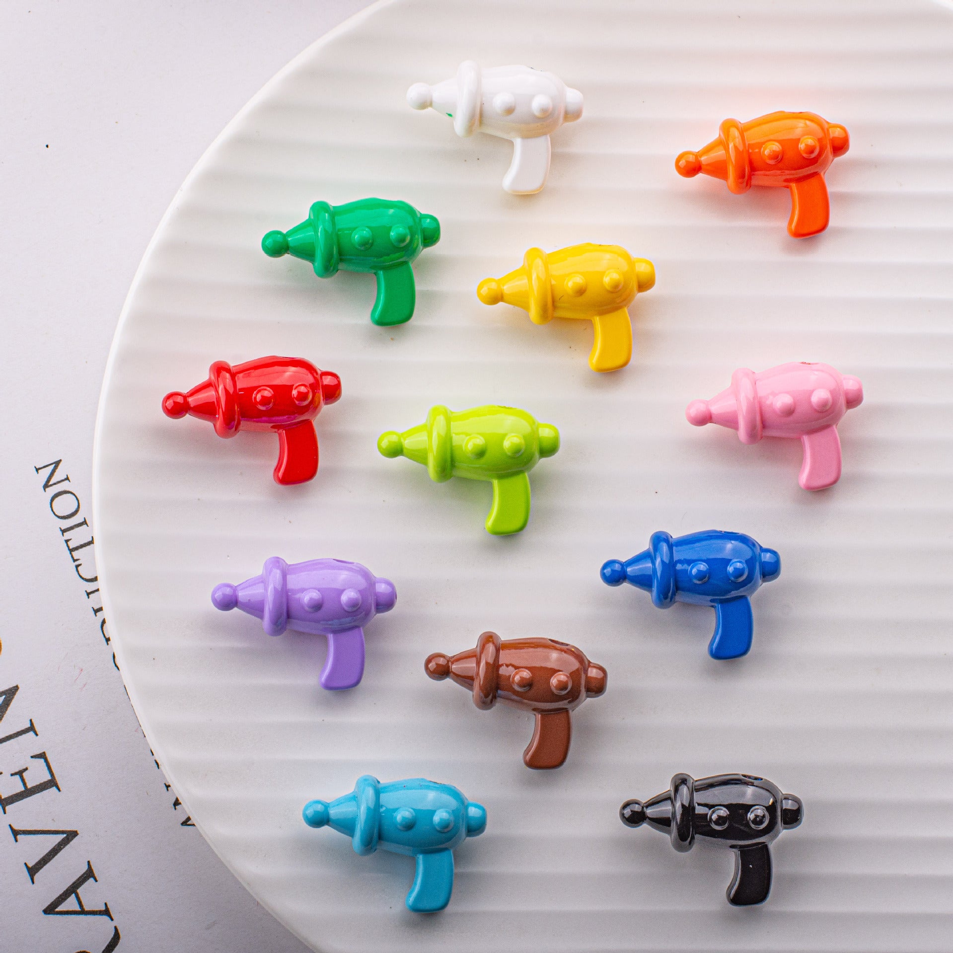 Painted Small Water Gun Acrylic Beads 24mm Colorful Glossy 1pc
