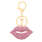 Rhinestone Lip Keychain Crystal Encrusted Gold Hardware Metal 5
