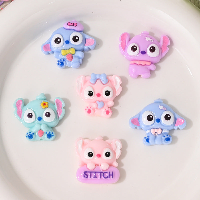 Glossy Resin Beads Pastel Character Design 10pcs 2