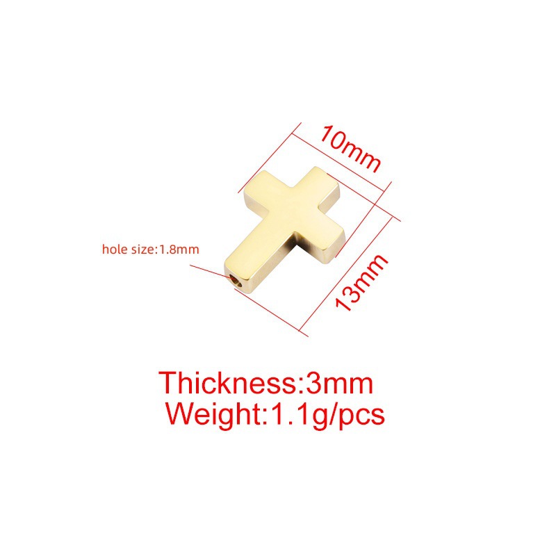 Stainless Steel Cross Metal Beads 13mm Polished Mirror Surface 10pcs 5