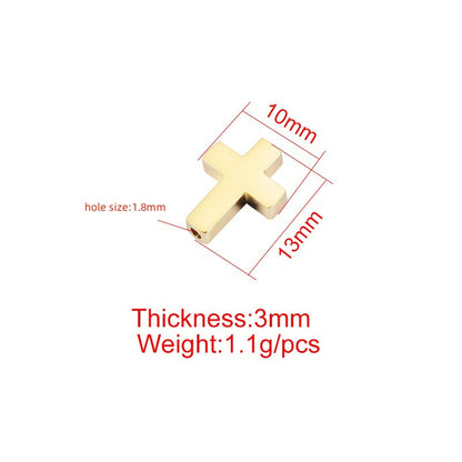 Stainless Steel Cross Metal Beads 13mm Polished Mirror Surface 10pcs 5