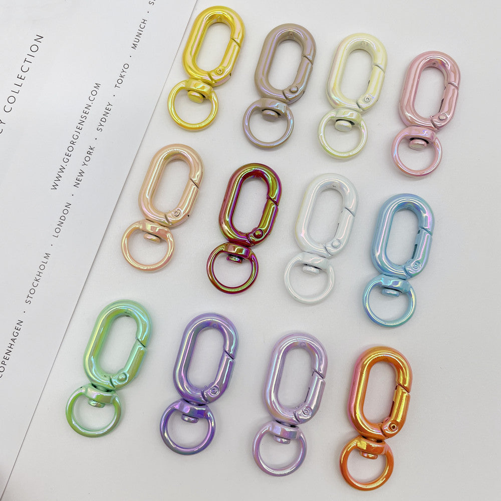 Colorful Zinc Alloy O Shaped Swivel Buckle Keychain Clasps 38mm 5pcs