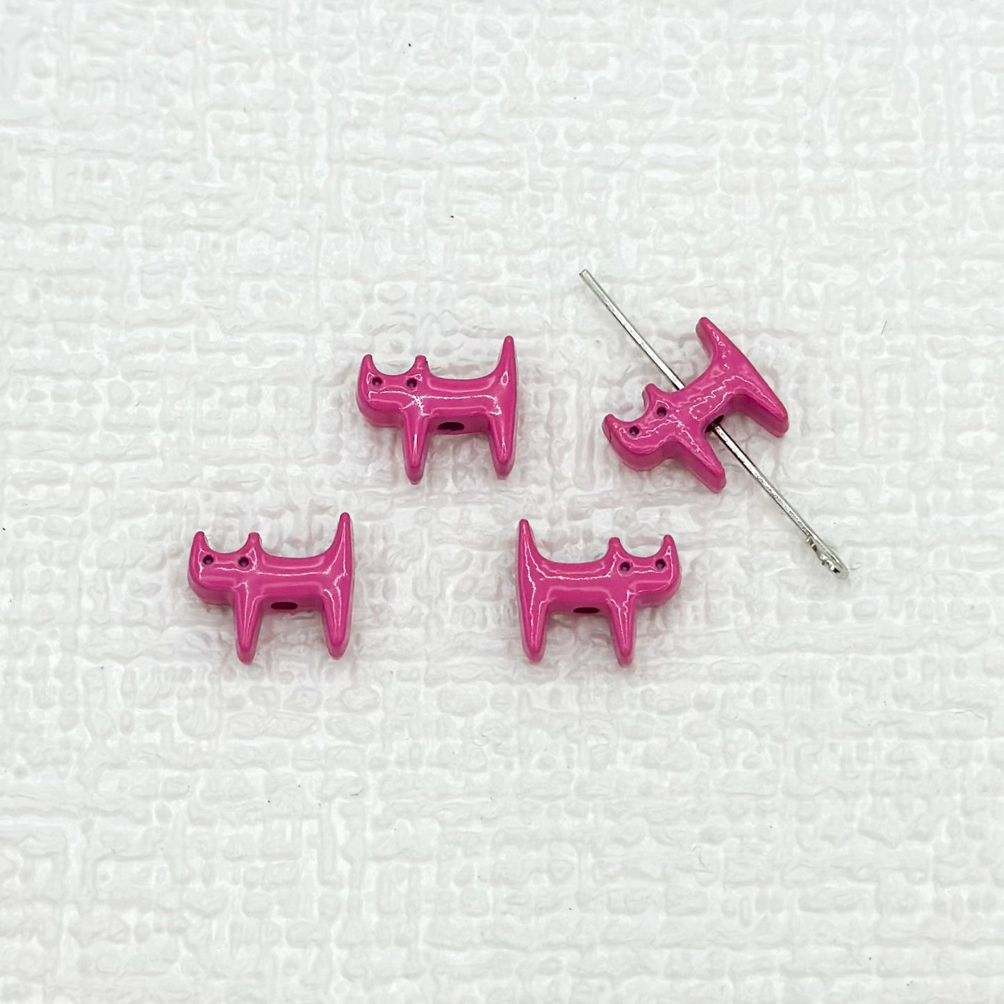 Cat Shaped Metal Beads 12mm Glossy Colorful Painted Alloy 20pcs 15