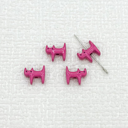 Cat Shaped Metal Beads 12mm Glossy Colorful Painted Alloy 20pcs 15