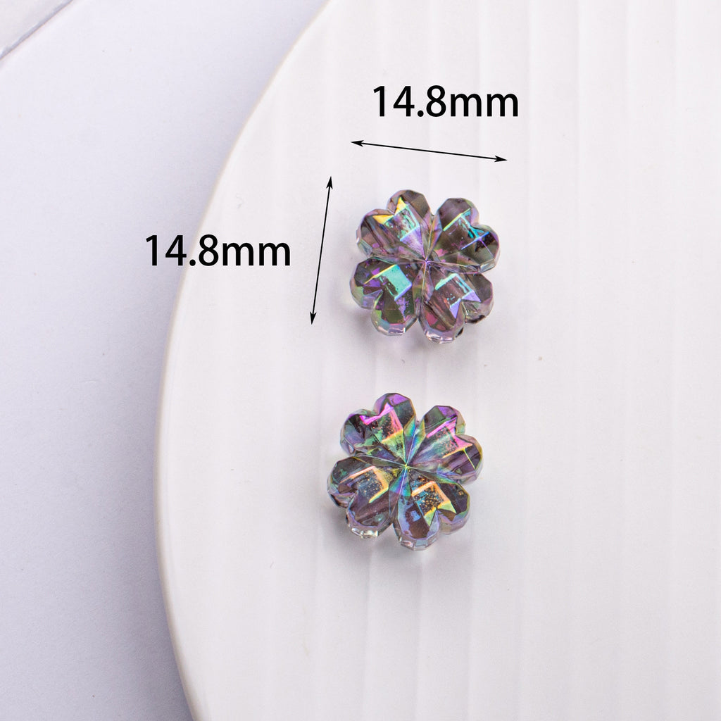 Transparent Plating Clover Acrylic Beads 14mm Summer Glow 10pcs 3
