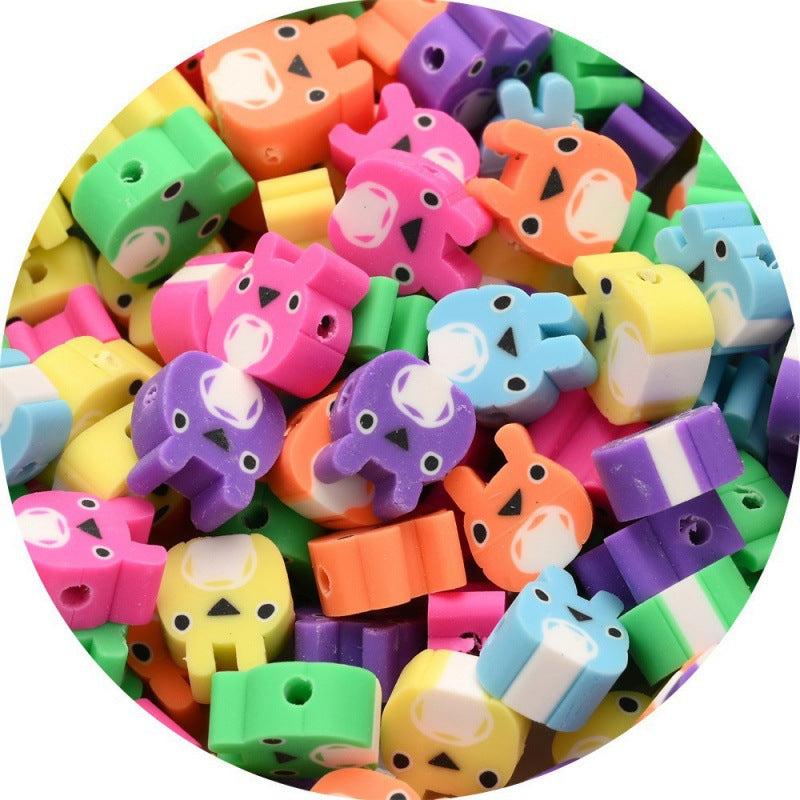 Flat Clay Beads 10mm Color Fruit Cartoon Mixed Design 1000pcs 37