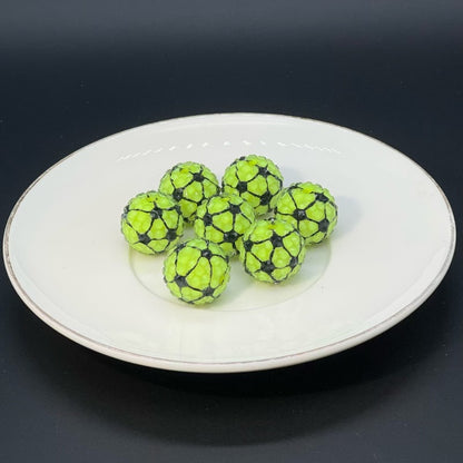 Football Patterned Rhinestone Bubblegum Beads 16mm 20mm 25pcs 10