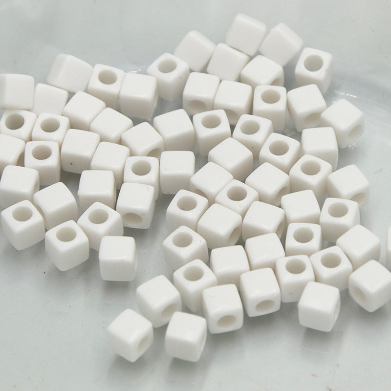 Square Acrylic Beads 7mm Large Hole Chunky Mixed Colors 100pcs 14