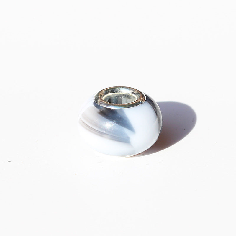 Blooming Color Marble Resin Spacer Beads 14mm Glossy Metal-Lined Hole 100pcs 10