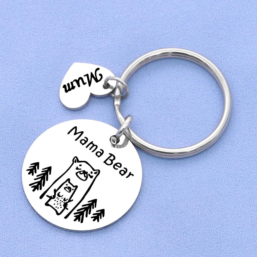 Mama Bear Stainless Steel Keychain Minimalist Animal Design 2