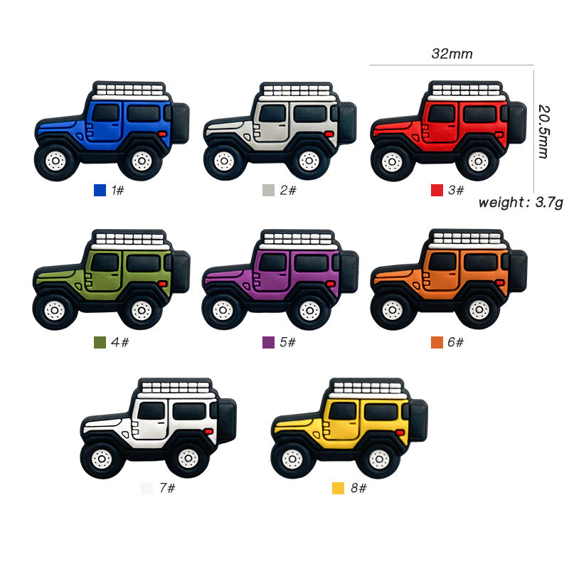 Silicone Focal Beads Car Side Profile Front View 10pcs