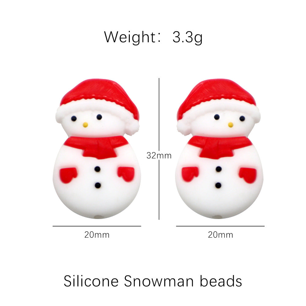 Silicone Focal Beads Christmas Santa Claus Snowman Reindeer 20pcs 6