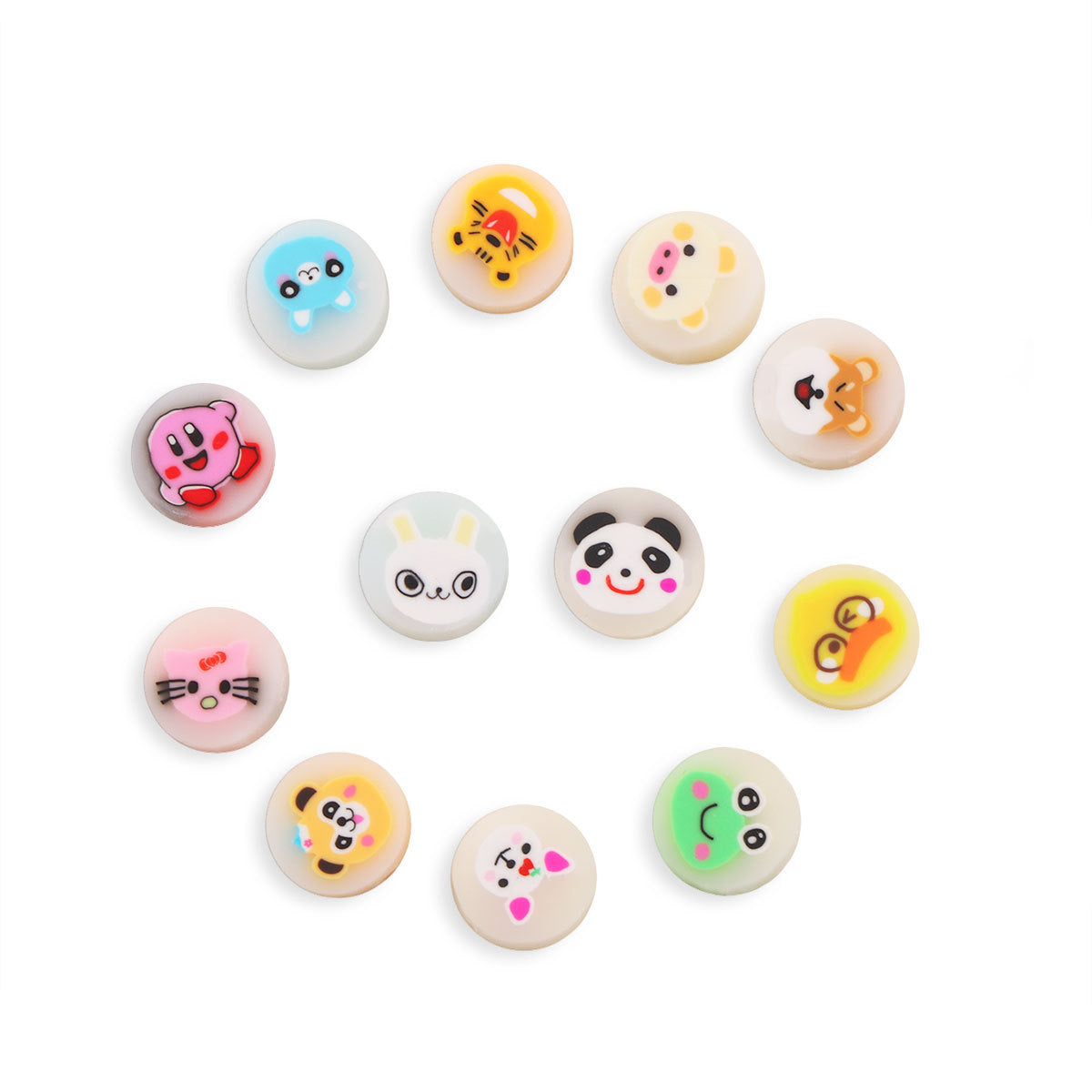Frosted Animal Pattern Clay Beads 10mm Matte Pastel Mixed 100pcs 5