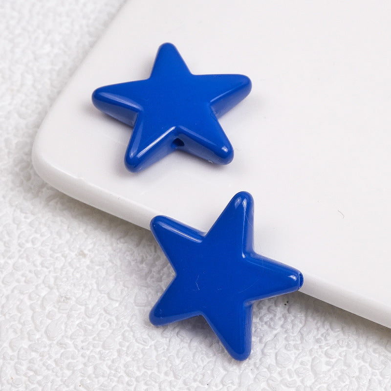 Painted Star Acrylic Beads 21mm Bright Colored Baking Finish 100pcs 4