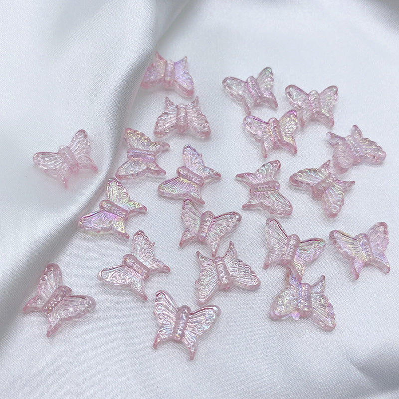Transparent Butterfly Acrylic Beads 16mm UV Plating Summer 30pcs 7
