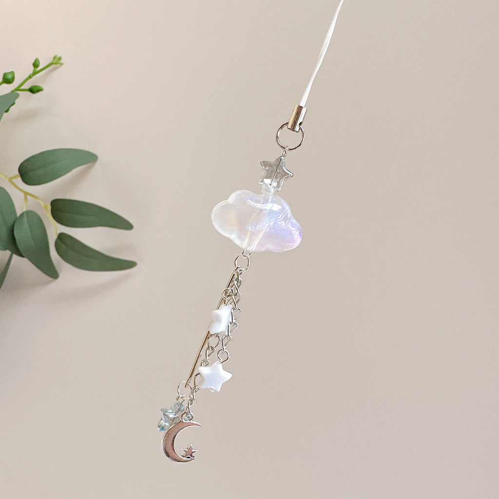 Cloud Star Acrylic Phone Charm Glossy White Celestial Design 4pcs 2