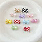 Bow Metal Beads 17mm Baking Painted Checkered Pattern 10pcs 2