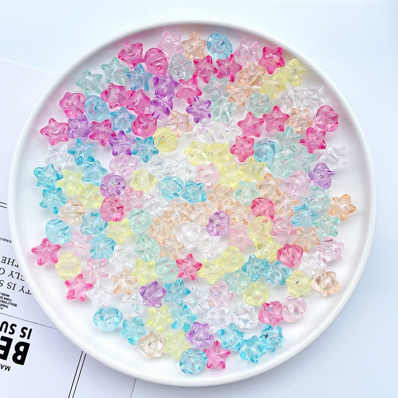 Transparent Star Acrylic Beads 11mm Chunky Pastel Mixed Colors 60pcs 2