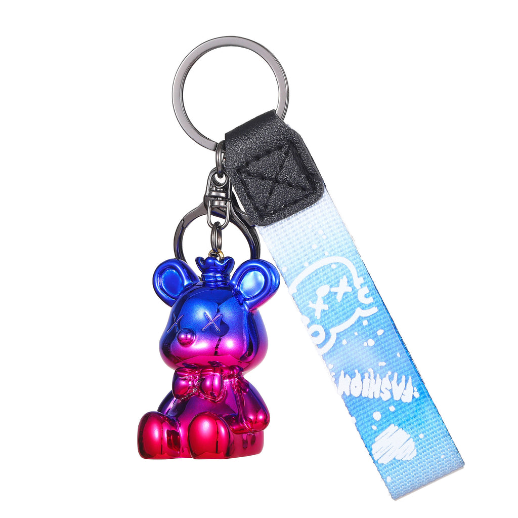 Resin Crown Bear Keychain Metallic Finish Cartoon Charm 5