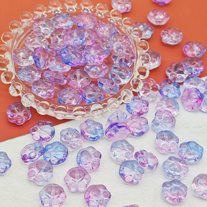 Czech Glass Beads Cat Paw 14mm Pastel Matte 25pcs 9