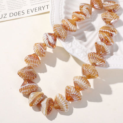 Two Tone 3D Shell Lampwork Glass Beads 22mm Handmade 10pcs 10