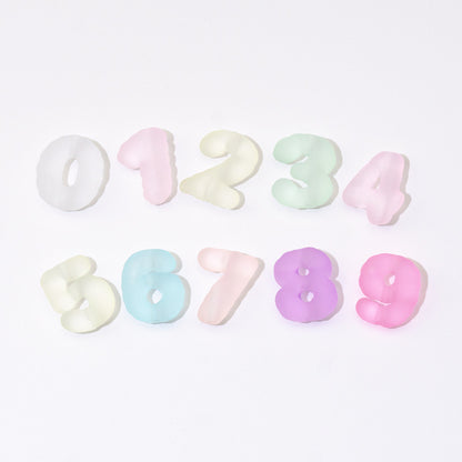 Rubberized Painted Balloon Shaped Number Acrylic Beads 25mm 10pcs 2