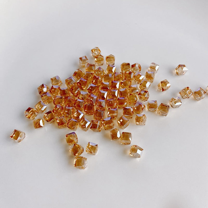 Geometric Square Glass Beads 5mm Transparent Perforated 10pcs 11