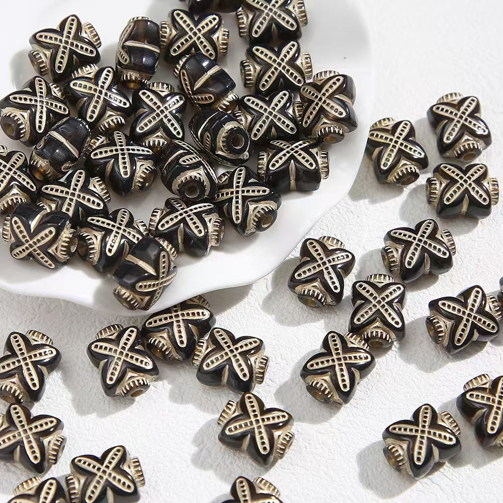 Vintage Imitation Jade Acrylic Beads Opaque Smooth Green 30pcs 3