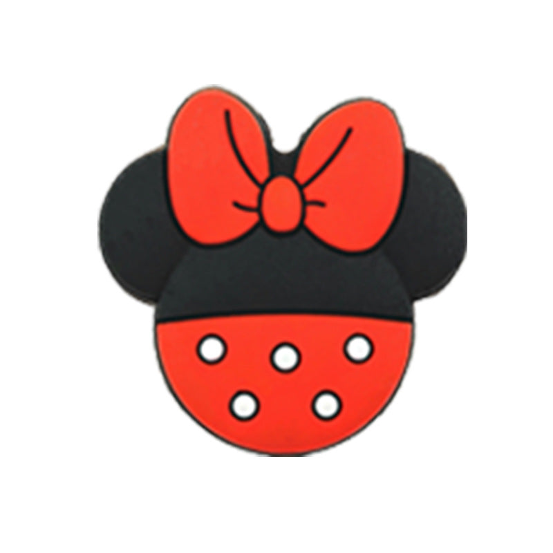 Silicone Focal Beads Minnie Polka Dot Bow Colorful 10pcs 11