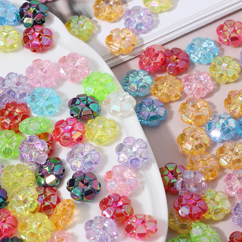 Transparent Faceted Plum Acrylic Beads 10mm Colorful Assorted 50pcs