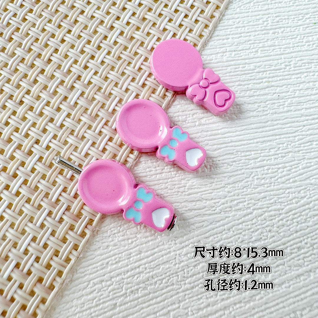 Spoon and Flower Metal Beads 15mm and 9mm Baking Painted 20pcs 12
