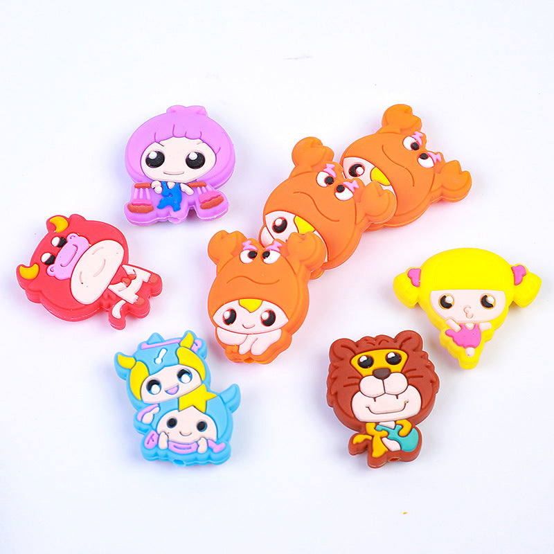 Silicone Focal Beads Twelve Constellations Cartoon Zodiac Set 20pcs 4