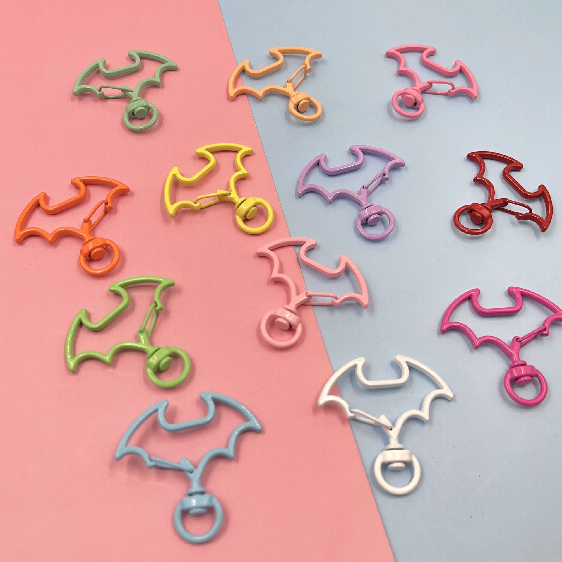 Spray Painted Bat Wing Zinc Alloy Swivel Keychain Clasps 10pcs 2