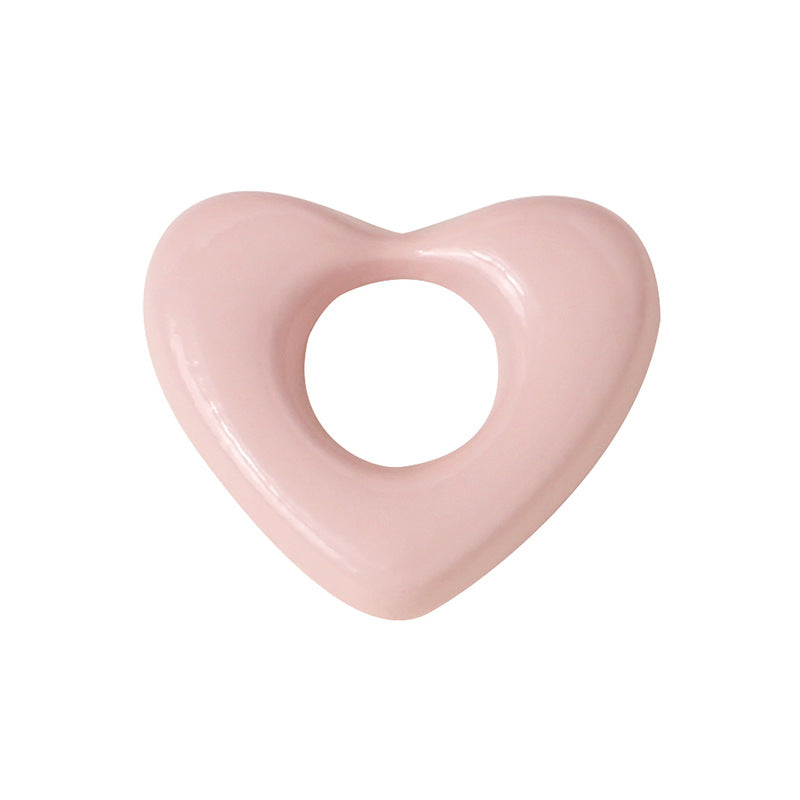 Heart Metal Beads 15mm Morandi Color Hollow Alloy 10pcs 5
