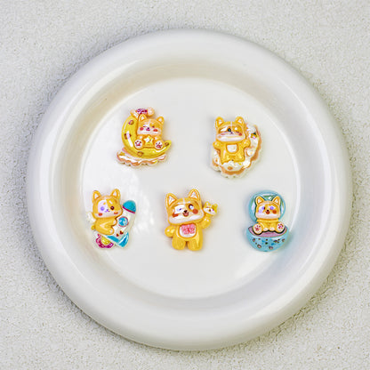 Plating Cute Corgi Resin Beads Glossy Honey Tone 10pcs 2