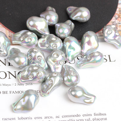 Irregular Acrylic Beads ABS Plastic Imitation Pearl Rhinestone 10pcs 7
