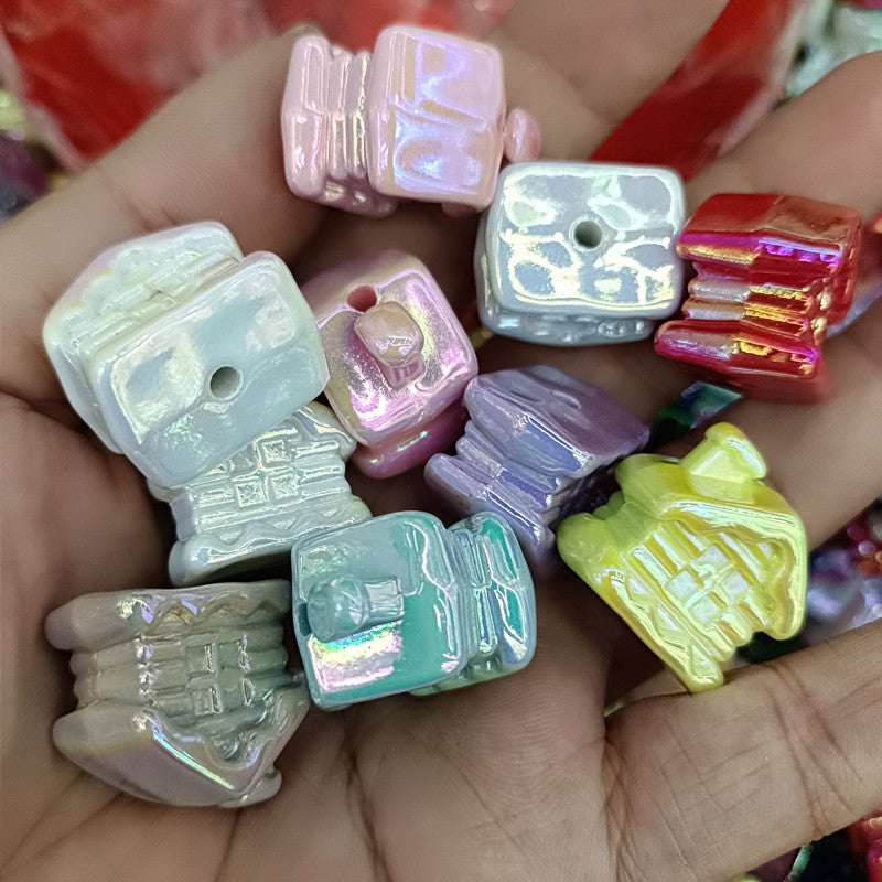 Glow In The Dark Cottage Acrylic Beads 21mm Iridescent Plated 50pcs 6