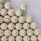 Polka Dot Bubblegum Beads 20mm White Gold Dotted Round 10pcs