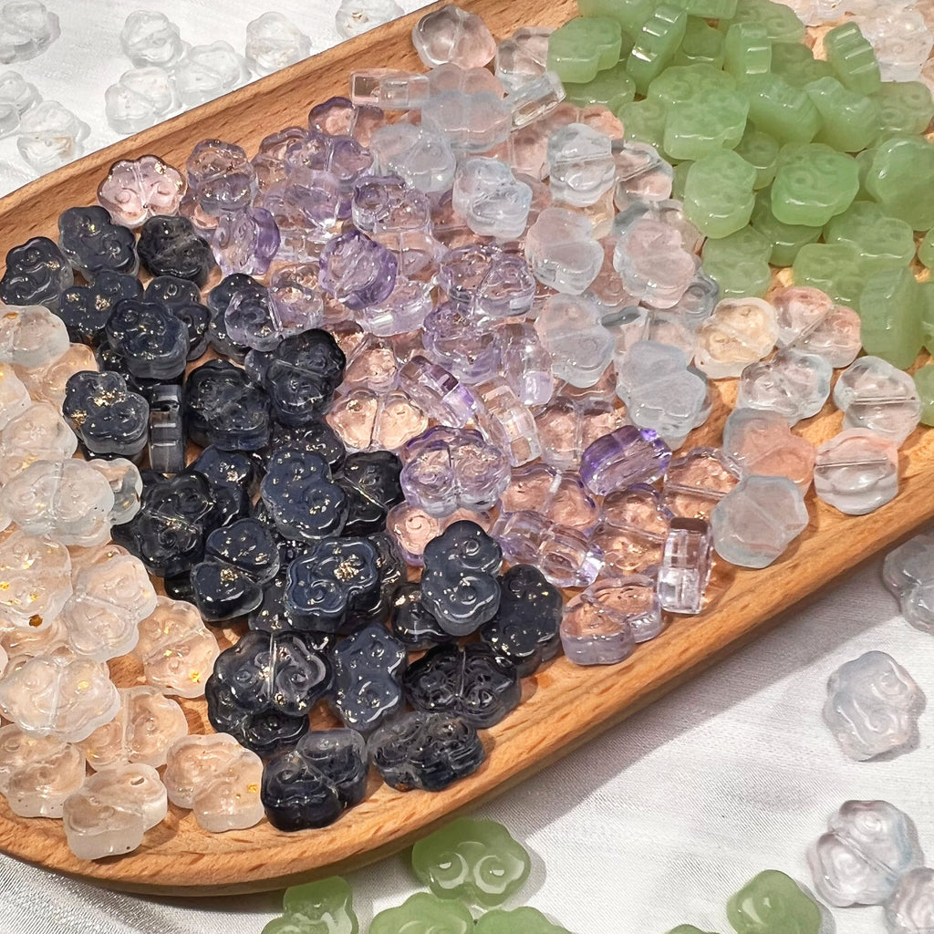 Czech Glass Beads Flower 9 13mm Imitation Jade Jelly Colors 30pcs 3