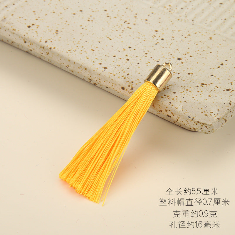 Colorful Polyester Fringe Tassel Keychain with Golden Cap 55mm 50pcs 14