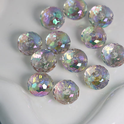 UV Plating Faceted Acrylic Spacer Beads 17.6mm Transparent Pastel 50pcs