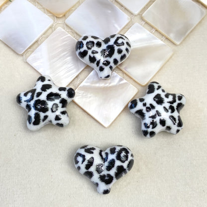 Leopard Print Heart Star Acrylic Beads 20mm Mixed Colors 50pcs 7