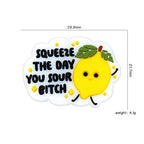 Silicone Focal Beads Lemon Character With Squeeze The Day Text 20pcs 3