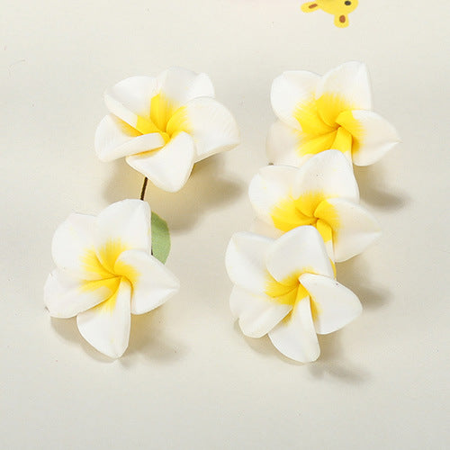 Plumeria Clay Beads 20mm Tropical Colors Polymer 10pcs 12