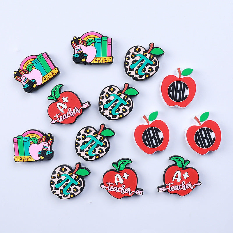 Silicone Focal Beads Apple Teacher School Stationery A Plus Teacher 20pcs 2