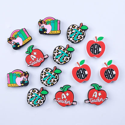 Silicone Focal Beads Apple Teacher School Stationery A Plus Teacher 20pcs 2