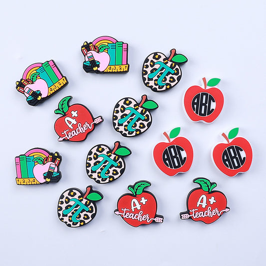 Silicone Focal Beads Apple Teacher School Stationery A Plus Teacher 20pcs 2