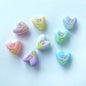 Hand Painted Heart Acrylic Beads 20mm Summer Tulip Pastel 100pcs 14